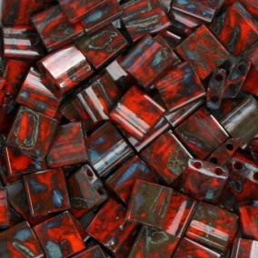 Tila Bead 5mm Orange Picasso, TL4520, 5гр  