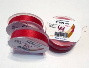 Нить для бисера Tytan 100, d-0.1 мм, красная 