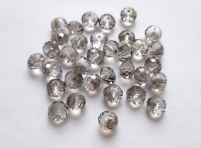 Бусина рондель граненая - серая, 8х6 мм, 10 шт        