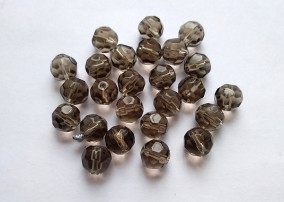 Бусина круглая граненая - серо-коричневая, 8 мм, 10 шт     