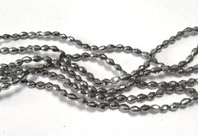 Бусина - рис, серебряная, 5х3 мм, 1 нить, 100 шт.  