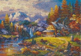 Схема для вышивания бисером &quot;Домик в горах&quot;, 28х40 см  